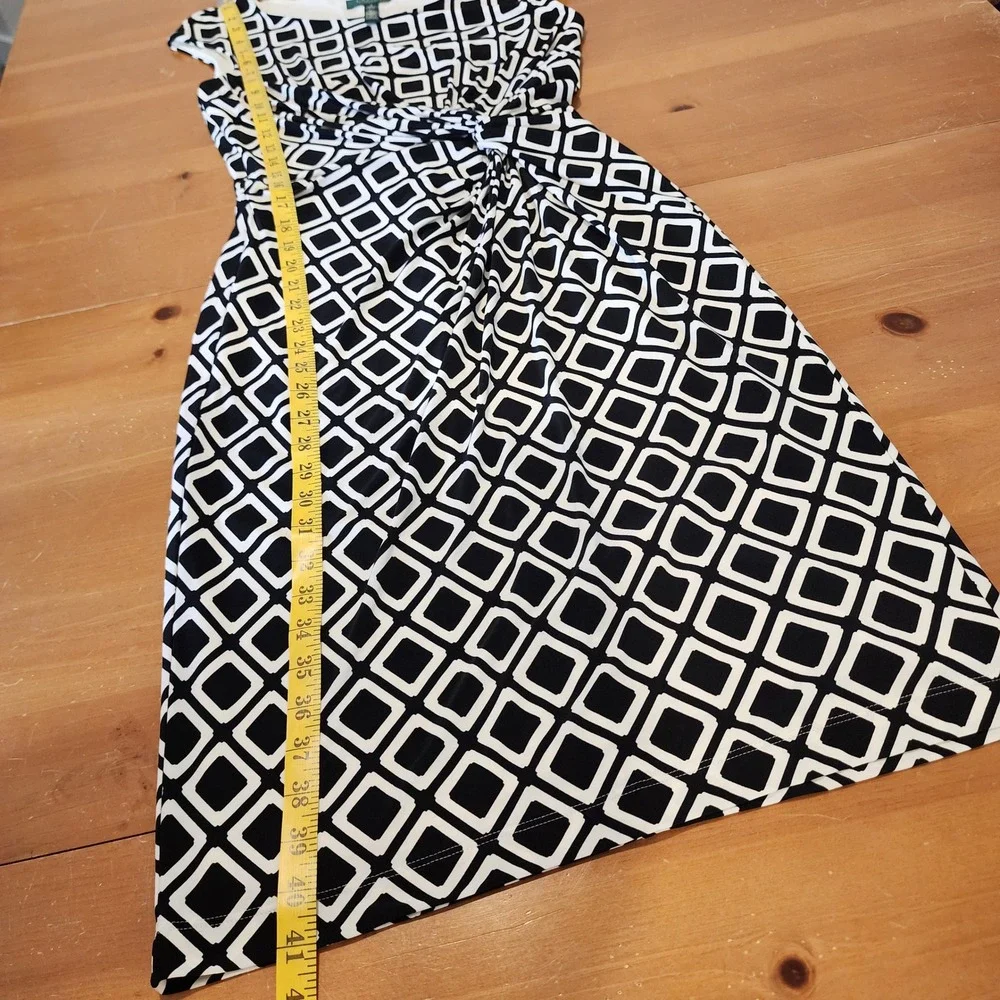 Lauren Ralph Lauren Twist Front Dress Womens 6 Black White Geometric Office Work